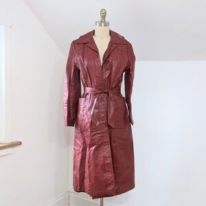vtg 70s stevie red leather long jacket